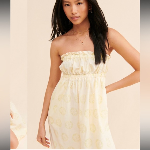 FREE PEOPLE Leanna Tube Dress ruffled maxi Dress Size X Small Ivory combo - Picture 2 of 14